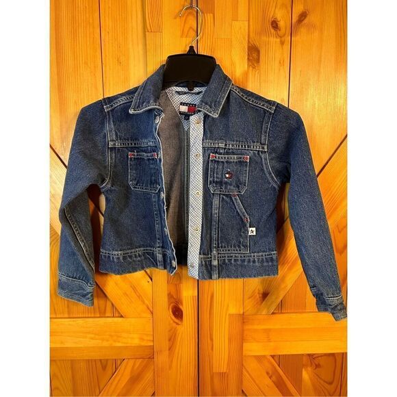 Tommy Hilfiger Denim Jean Jacket Girls Size 6X Snap Up Cotton Blue (4114) - Picture 2 of 5